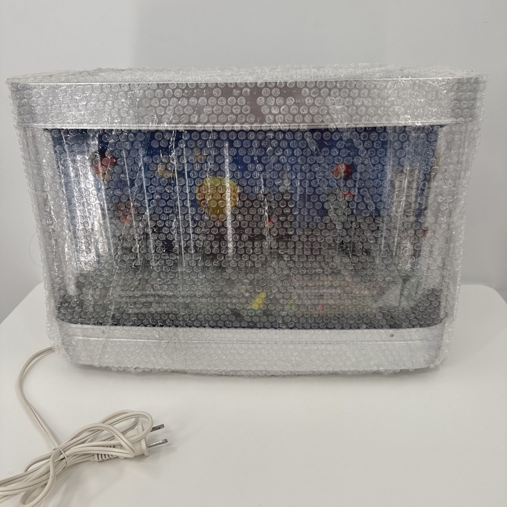 VTG Y2K Twin Towers WTC NYC Skyline Motion Lamp Seabed Aquarium Light Boxed USA